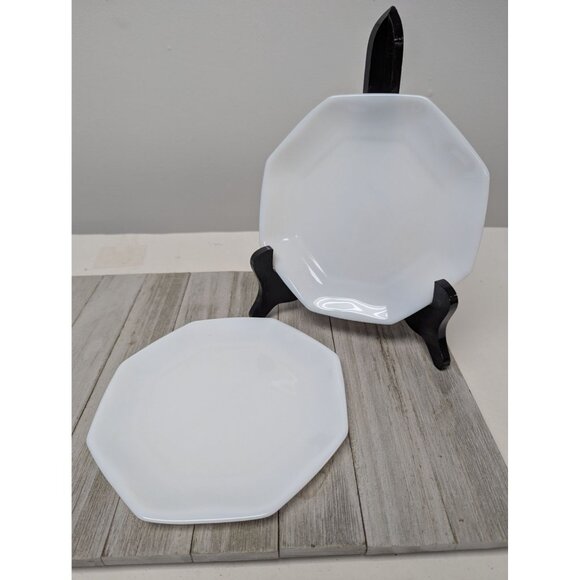 Set of 2 Arcoroc France Octime White Glass Octagon Salad Plates 7 1/4" - Picture 1 of 6